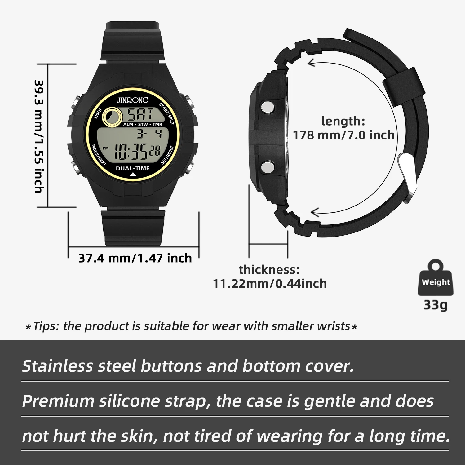 2025 Fashionable Women's Multifunctional Electronic Sports Watch, Waterproof 30M, Night Light Mode, Dual Time, Chronograph