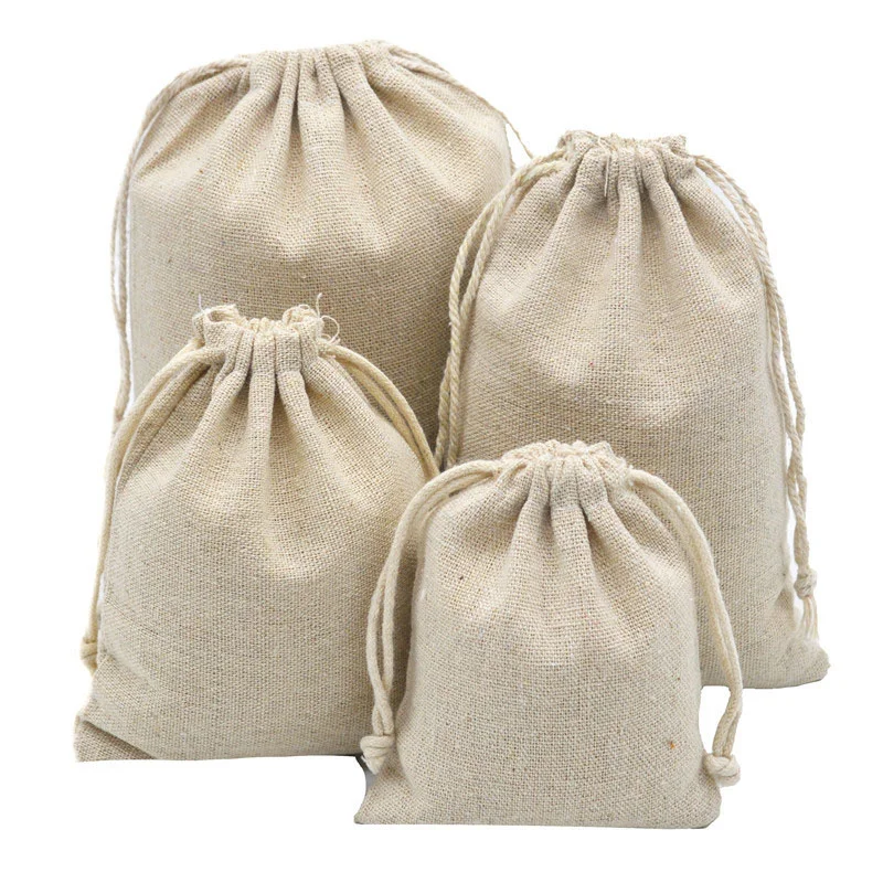 50Pcs Drawstring Bags Cotton Shopping Bag Eco-Friendly Folding Tote Portable Handbags Foldable Grocery Bags Canvas Storage Bags