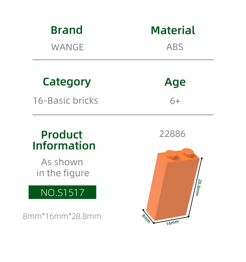 Wange 50 unids/lote 22886 ladrillo 1x2x3 bloques de construcción accesorios de Color Moc compatibles con ladrillo DIY repuestos juguete para regalo