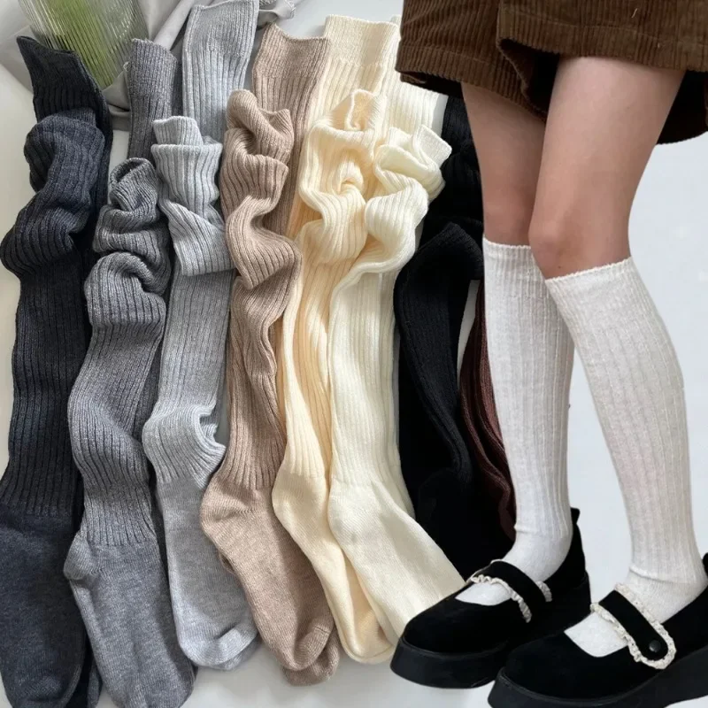 

Soft Wool Long Socks Winter Women Girls Thicken Warm Cashmere Stockings Solid Casual Knee High Knitted Socks Fashion Accessory