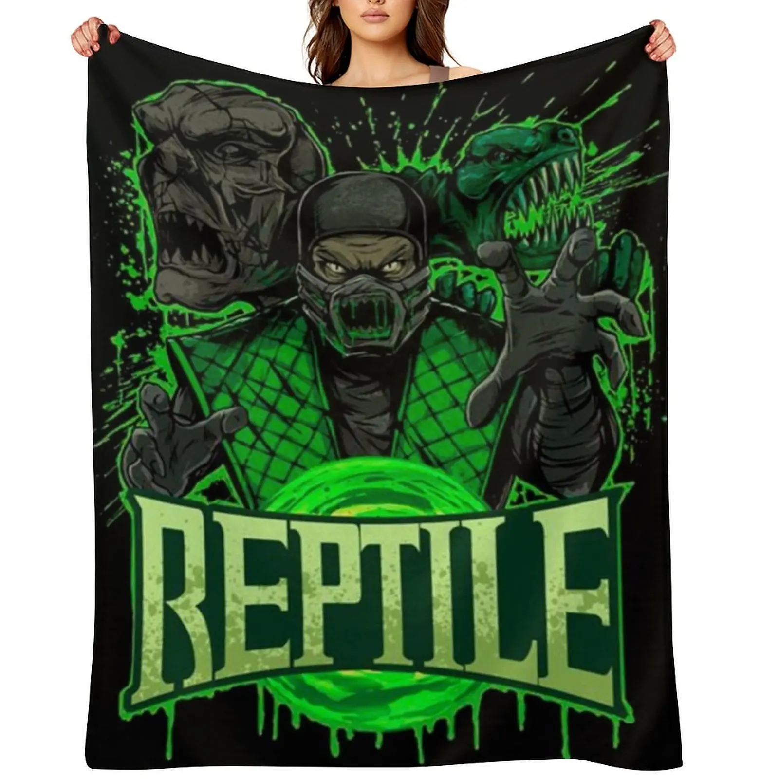 

Mortal Kombat Reptile Throw Blanket Bed Soft Beds Stuffeds Winter beds Blankets