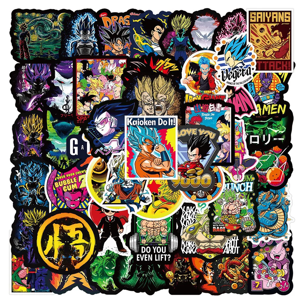 10/30/50/100pcs Japanese Anime Dragon Ball Graffiti Stickers for Kids Toy Waterproof Graffiti Luggage Laptop Car Cartoon Sticker