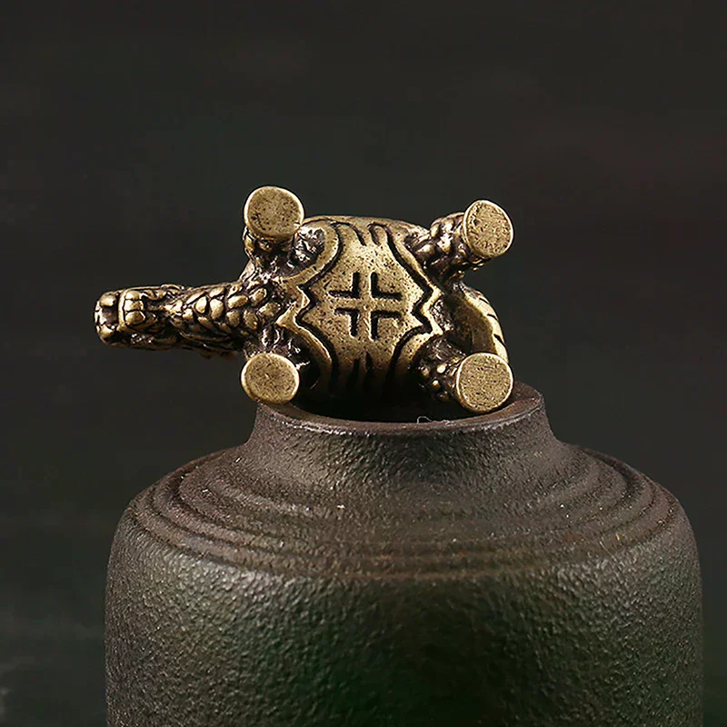 3D Brass Dragon Turtle Casting Statue Mini Animal Metal Figurine Home Decor Desktop Craft Sculpture Landscaping Decoration Gift