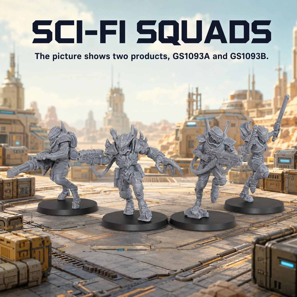 Miniature Sci-Fi Squad Team Set, Versatile Accessories for Tabletop Wargaming Game, 28mm/1:56 Scale