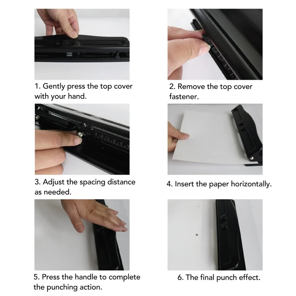 Adjustable Metal 3 Hole Puncher Adjustable Spacing Practical Hole Punch 10 Sheet Capacity Adjustable Hole Punch Desktop Use