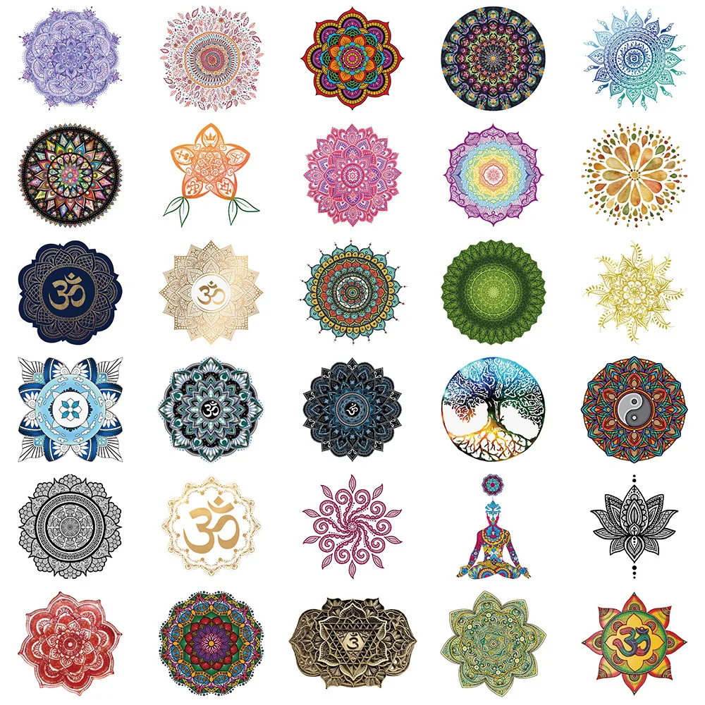 10/30/60Pcs Mandala flower Graffiti sticker For Suitcase Skateboard Laptop Luggage Phone Styling DIY Decal Pegatina