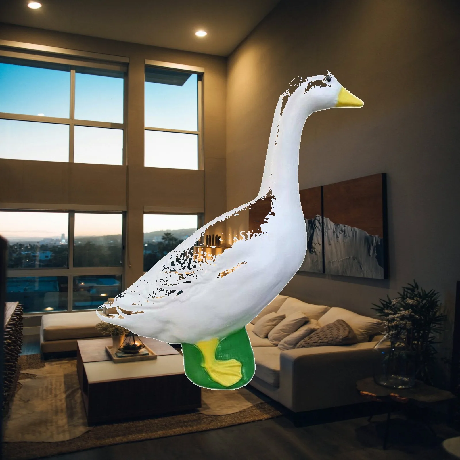 Resin Goose Statue with Detailed Feather Texture for Garden Pond Decor Patio Ornament Outdoor Bird Sculpture Art