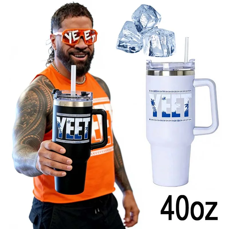 Jey Uso 40oz Insulated Tumbler with Handle and Straw Stainless Steel Double Wall Travel Mug Reusable Water Bottle motorcycle