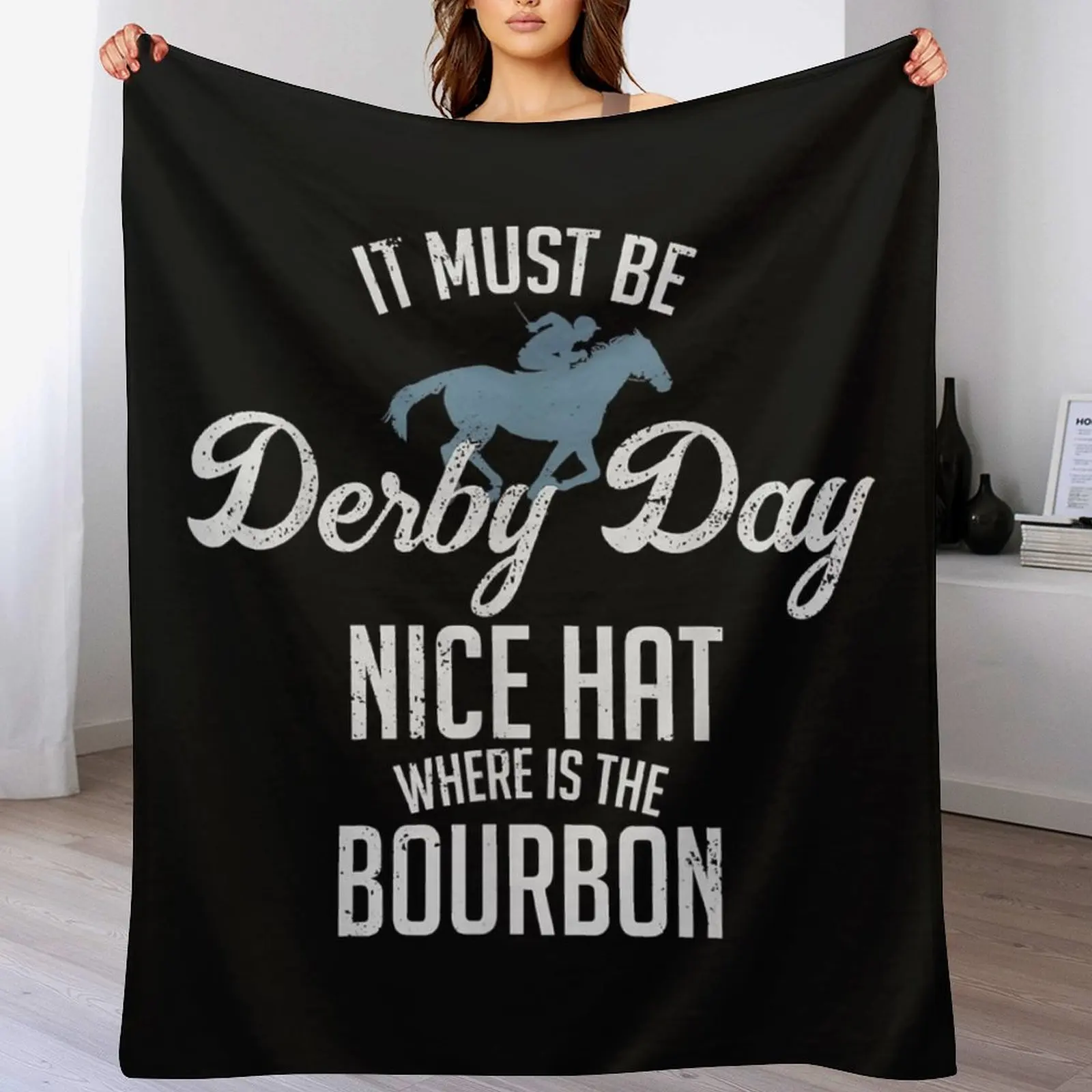 

Funny Derby Day and mint juleps, Kentucky horse racing (2) Throw Blanket Wrinkle Resistant Lightweight Blanket