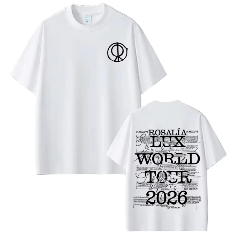 Singer Rosalia Lux Album 2026 Tour Print Tshirt Men Women Fashion T-shirt Short-sleeved Casual Cotton Harajuku Comfort T-shirts