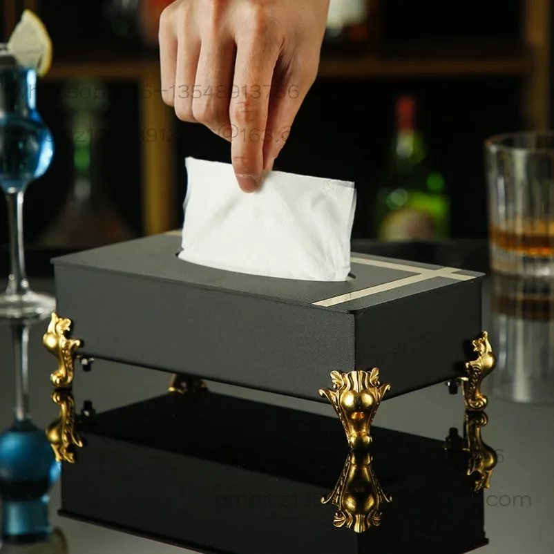 Thickened Stainless Steel Tissue Box Hotel Restaurant Countertop Paper Box KTV Cafe Dining Table Paper Box