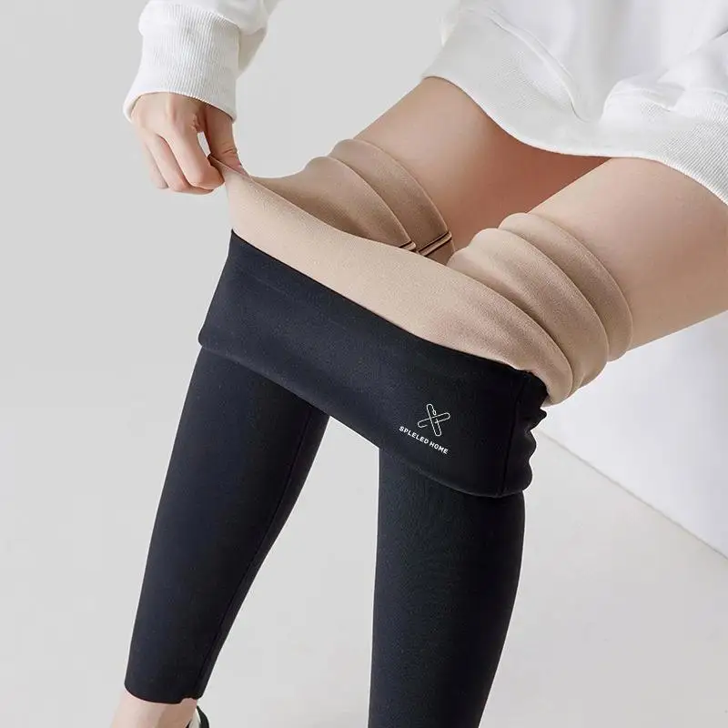 

Thiened Fce Yoga Pants Women's Autumn Winter Warm Belly Slimming arkskin Pants Outerwear Large Size Exercise Trousers