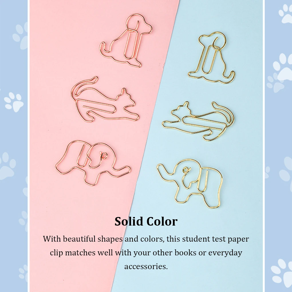 30Pcs Paper Clip Animal Shape Envelope Clips Bookmark Pin Multicolor