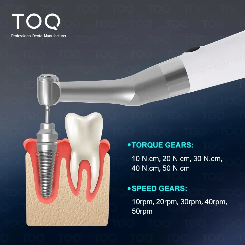 

Dental Electric Wireless Implant Torque Wrench Contra Angle Torque Driver Upgraded to 50Ncm and 50rpm for Implant Surgery