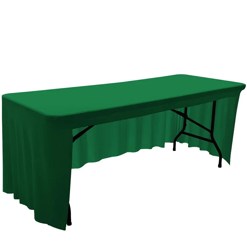 Rectangular Elastic Open Back Table Skirt Summer Decoration Durable Easy-Clean Table for Weddings Parties Banquets Special Event