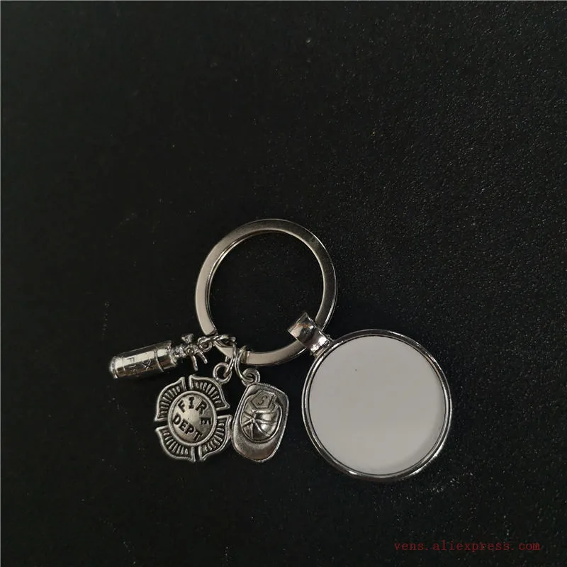 sublimation blank fireman keychains key ring heat transfer printing  blank diy materials 20pcs/lot