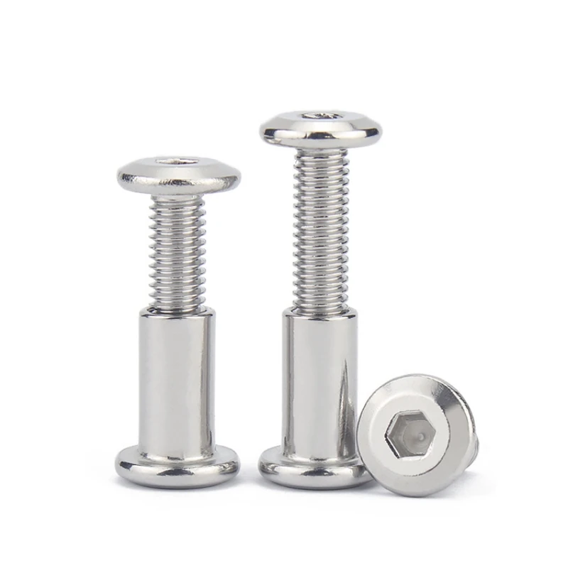 304 Stainless Steel Flat Hex Hexagon Socket Head Screw Furniture Rivet Connector Insert Joint Sleeve Cap Nut Set M2~M10
