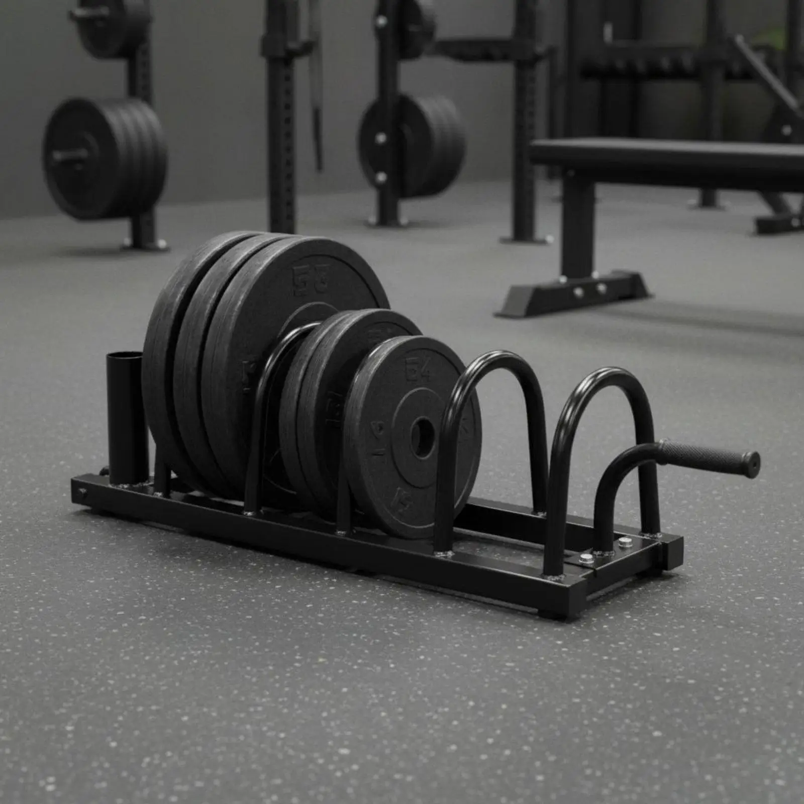 Barbell and Plate Storage Rack Large Capacity Movable Fitness Disc Stand Wheels Weight Tree Stand for Home Gym