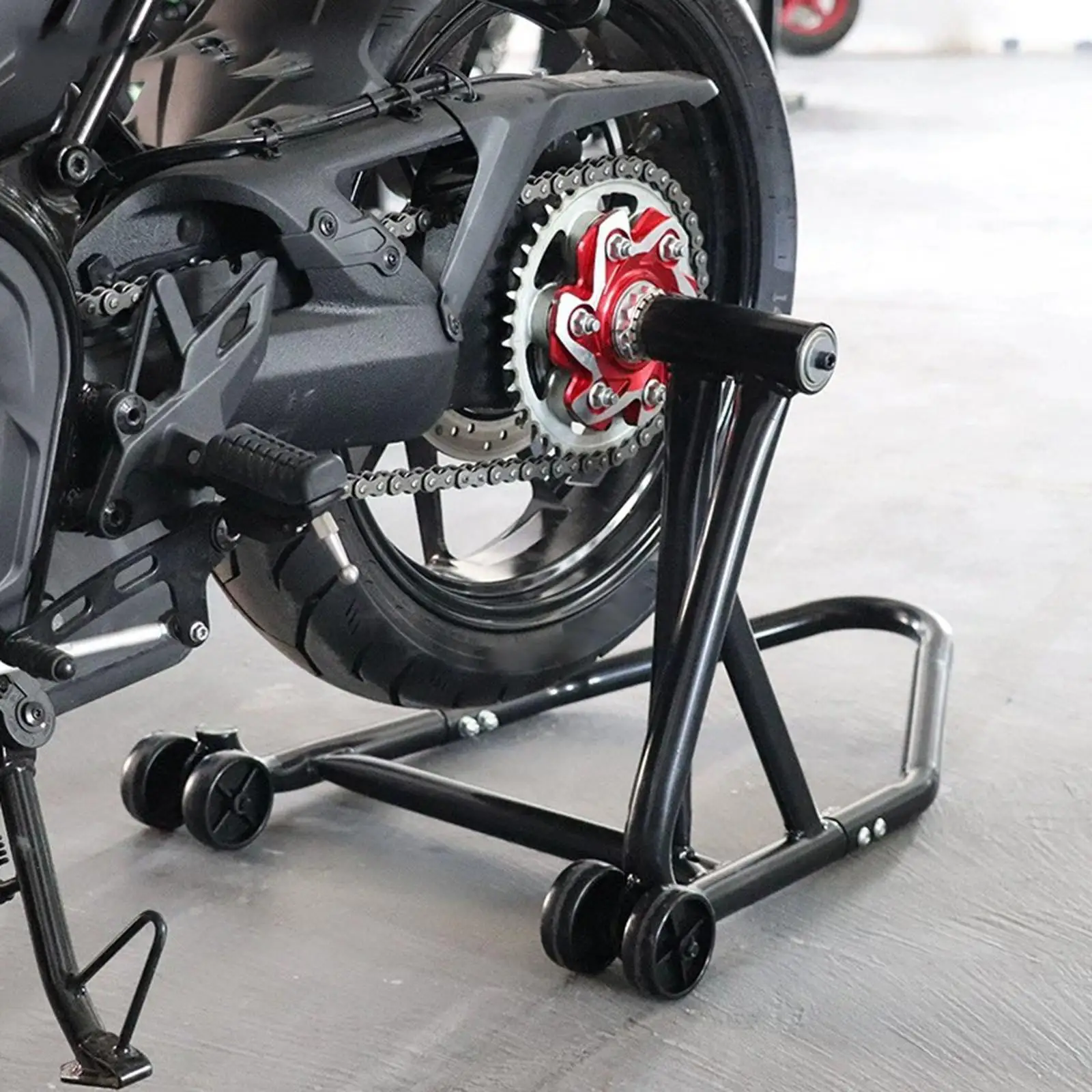 Motorcycle Stand Wheel Lift Stands Sturdy Black Simple Installation Metal Heavy