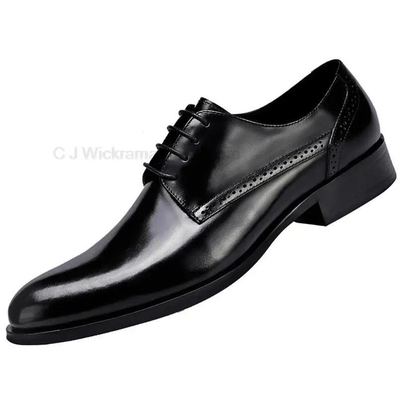 

HKDQ Black Brown Derby Style Bridegroom Designer Dress Man Shoe Genuine Leather Original Best Handmade Business Shoes For Men