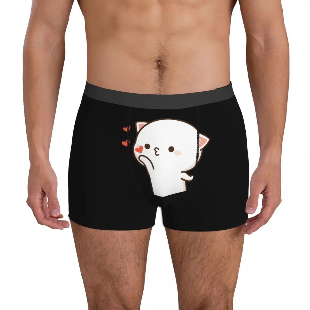 

Peach And Goma Mochi Cat Blow Kiss Underpants Breathbale Panties Male Underwear Print Shorts Boxer Briefs