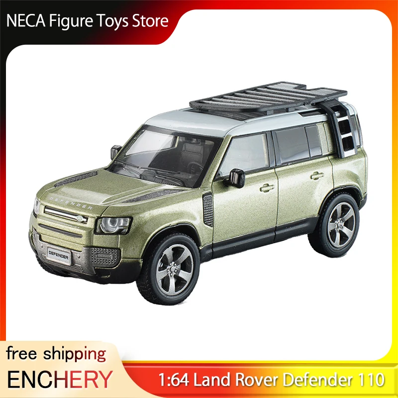 

ENCHERY 1:64 Land Rover Defender 110 Alloy Off-Road Vehicle Model Iron Base with Rubber Tires Static Simulation Collectible for