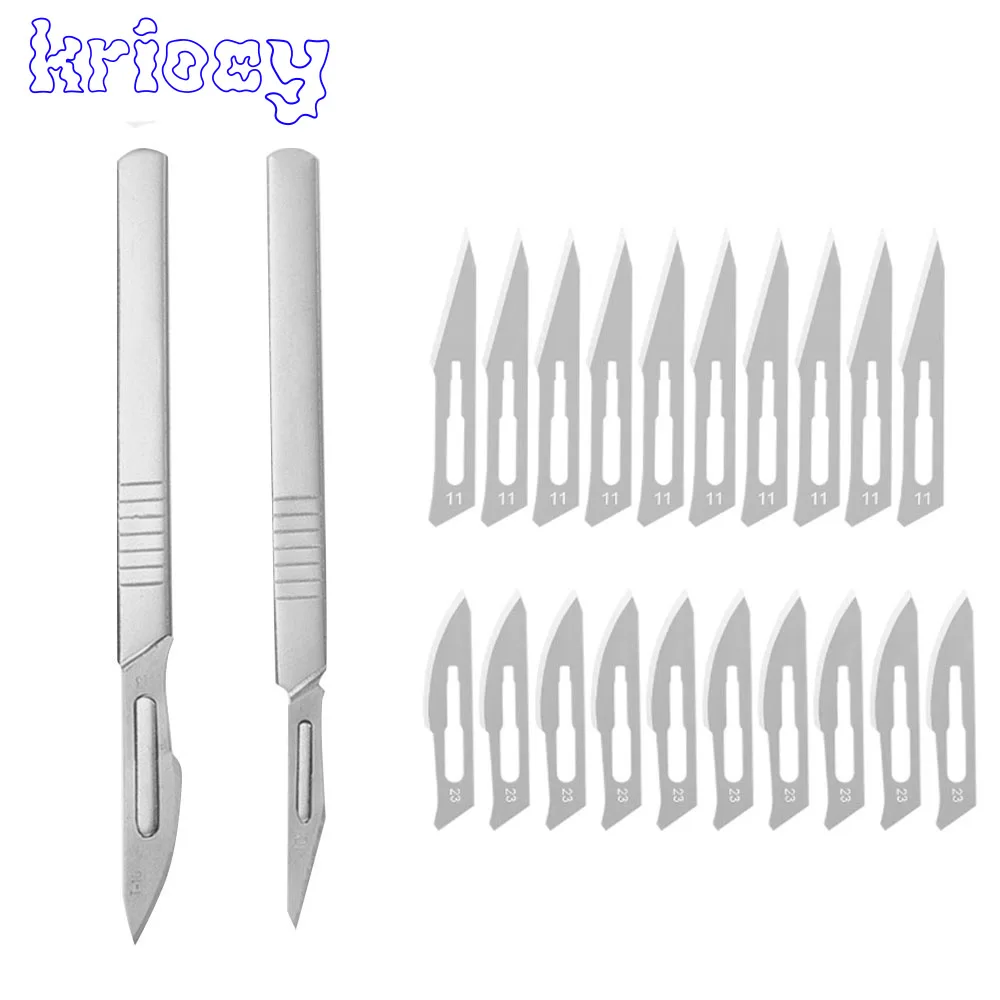 Cuchillas de bisturí quirúrgico de acero al carbono + mango, herramienta de corte DIY, reparación de PCB, cuchillo quirúrgico para animales, envío directo