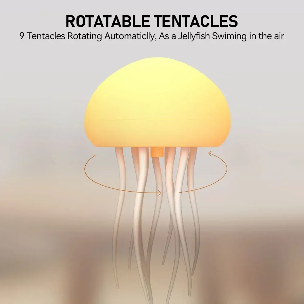 

Jellyfish Light Voice Control Atmosphere Night Lights Type-C Charging Bedside Lamp Flexible Tentacles for Holiday Children Gifts