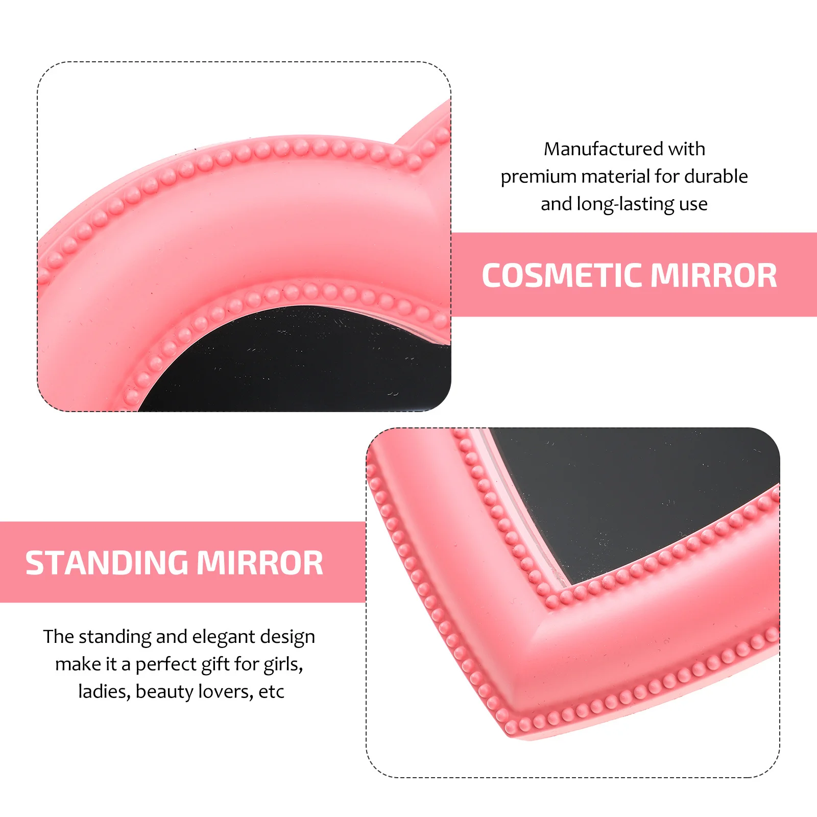 

Heart Shape Mirror Tabletop Standing Wall-Mounted Mirror Premium Quality Materials Exquisite Craftsmanship Decorative