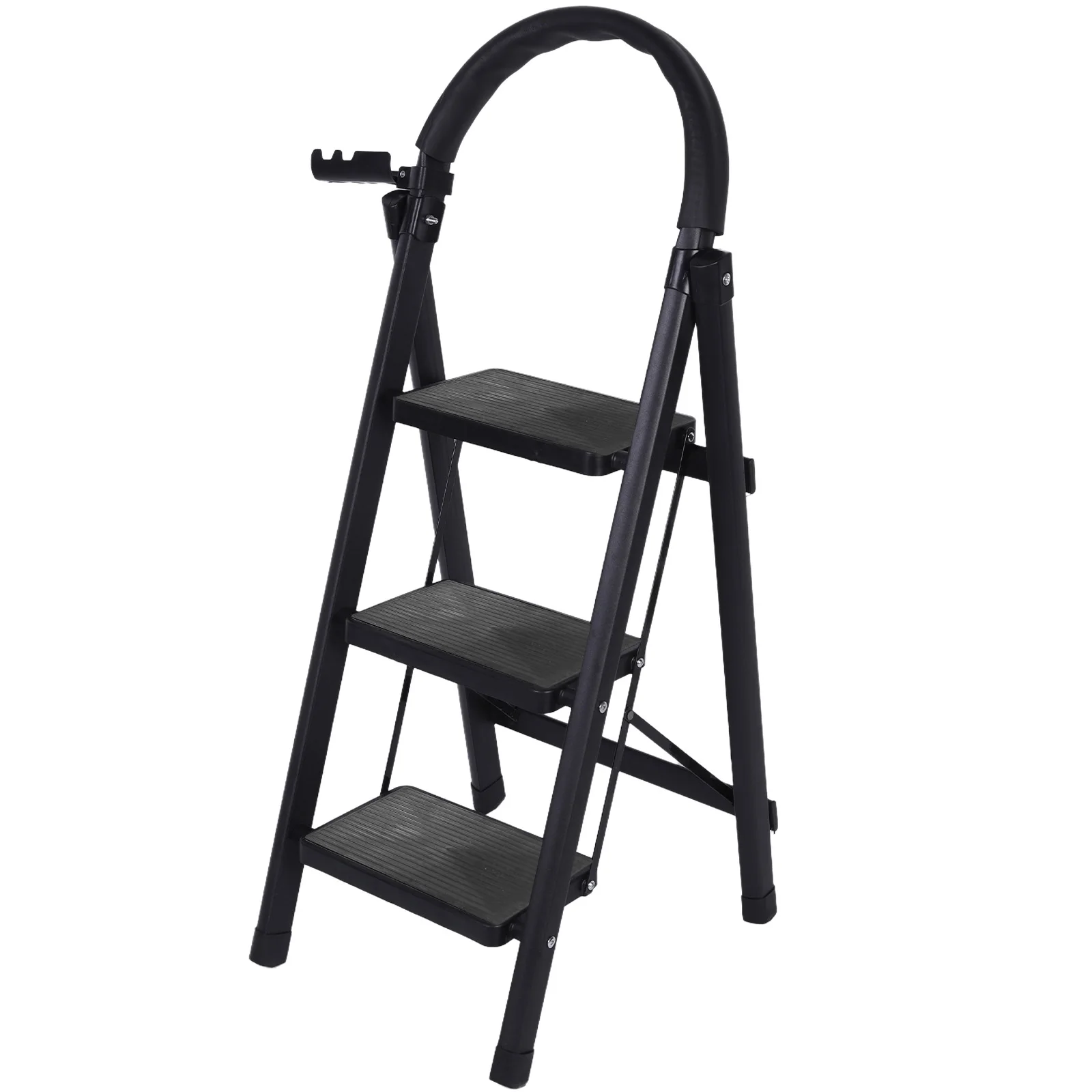 

3 Step Folding Ladder Sturdy Steel Ladder 300 Lbs Load Capacity Sturdy& Portable Stepping Stools for Working Indoor/Outdoor