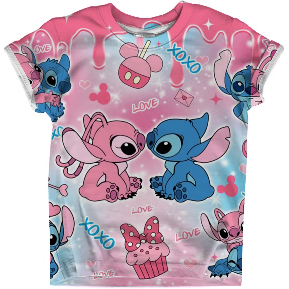 

Футболка с героями мультфильмов Лило Стич, детская футболка Stitch, милая футболка Disney Lilo and Stitch, футболка с графическим рисунком для девочек и мальчиков, футболки, одежда
