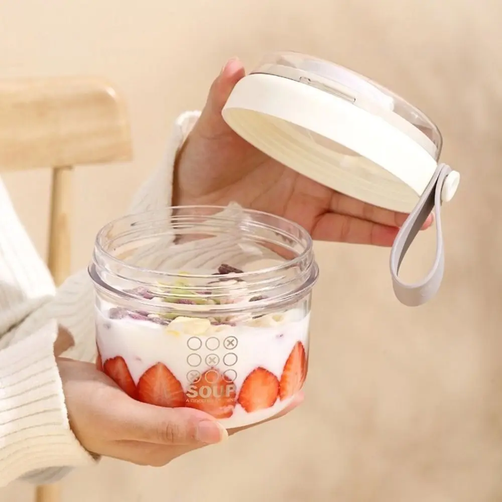 

Reusable 650ml Yogurt Cups Food Storage with Spoon Salad Containers Thickened Airtight Lid Overnight Oatmeal Cup Breakfast
