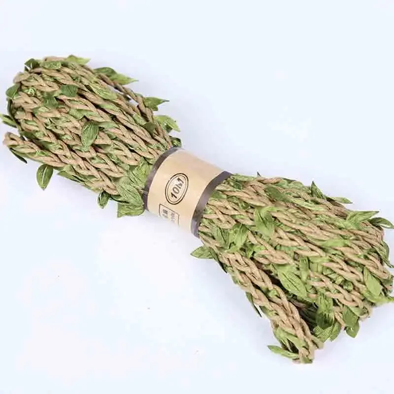 5M DIY Arrival Leaf Rope Natural Hessian Jute Grass Rope Burlap Ribbon DIY Craft Vintage For Home Wedding Party Decorate dostawa