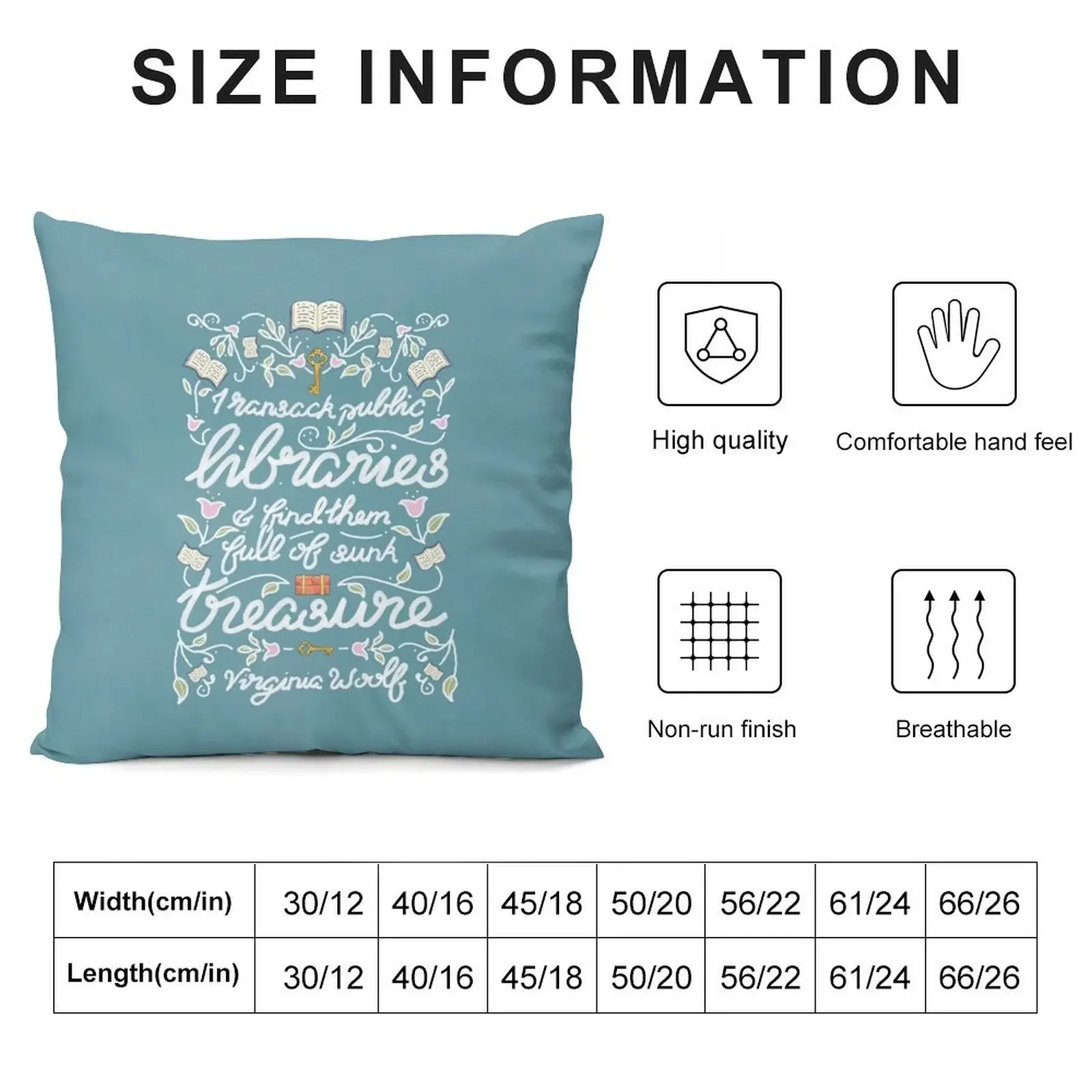 Virginia Woolf Library Literature Quote - Book Nerd Throw Pillow Decorative Cover For Living Room Covers For Sofas pillow