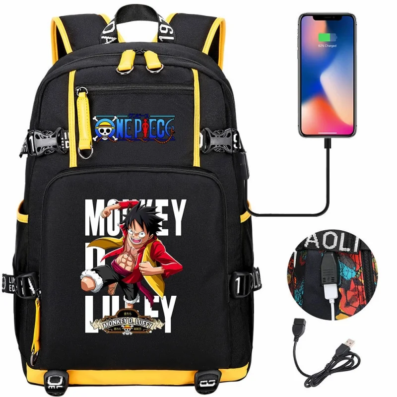 One Piece Anime Backpack Usb Boy Girl Book School Bag Large Capacity Teenagers Student Schoolbags Women Men Travel Backpack Gift