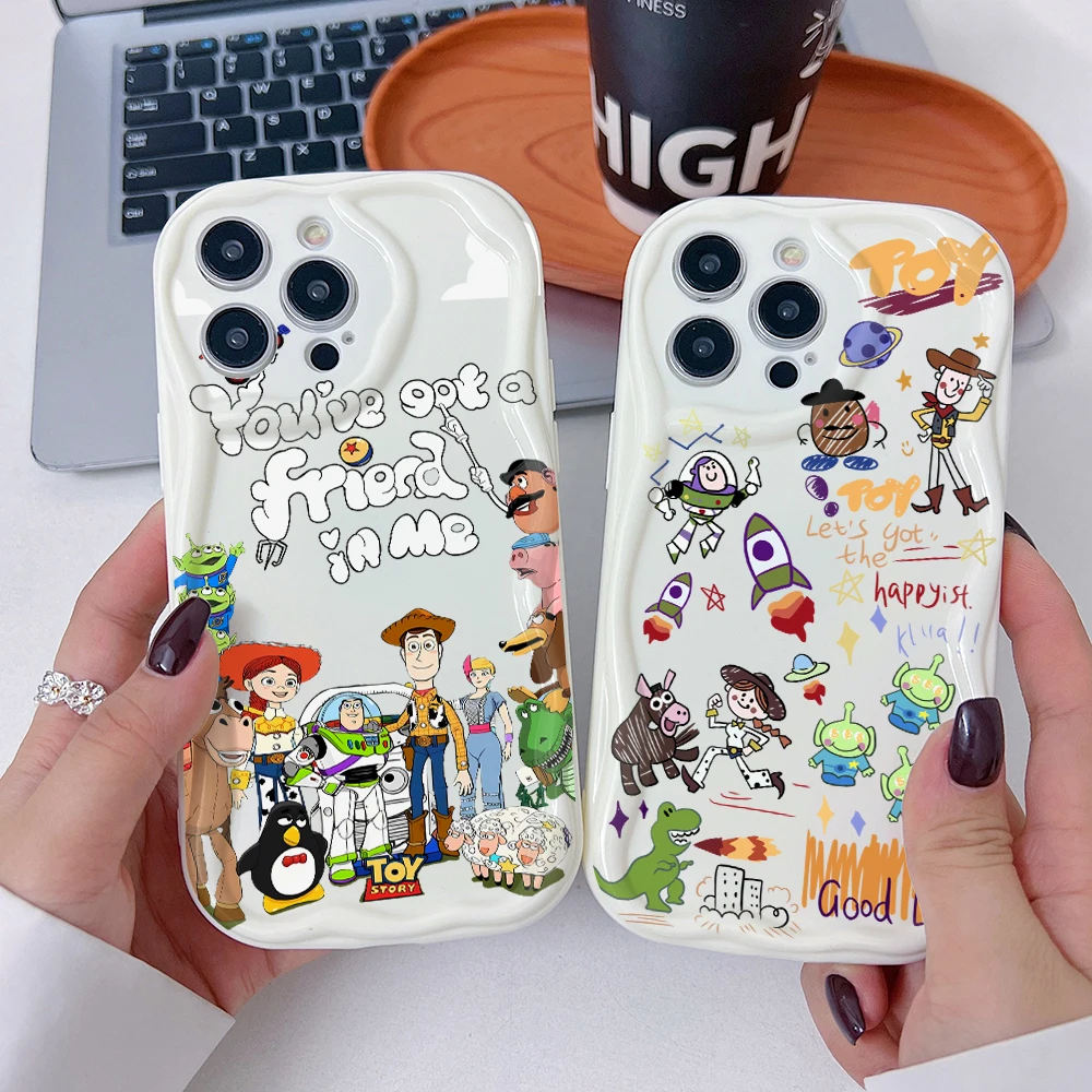 New Ins Toy Story Phone Case for Samsung Galaxy A57 A56 A55 A54 A53 A52 A37 A26 A25 A17 A16 A07 A06 4G 5G 3D Wave Soft Cover