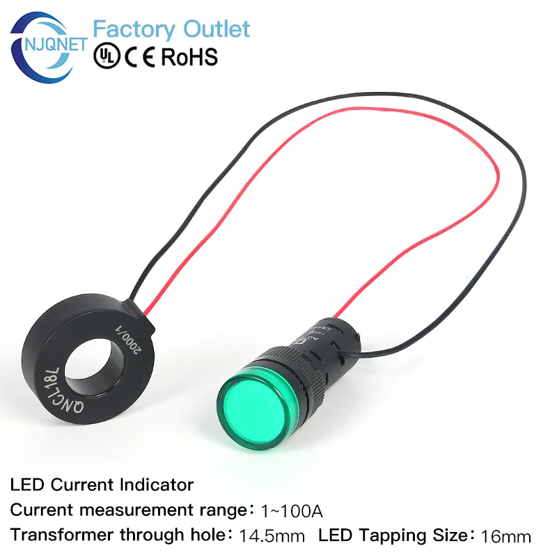 

LED Current Indicator Power warning lamp Alarm Light current sensor AC current transformer detection monitoring signal light