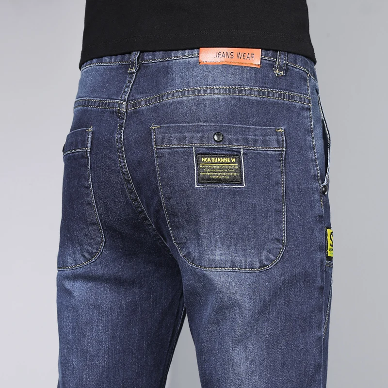 

2026 New Fashion Label Skinny Men's Stretch Jeans Korean Slim Personality Male Clothing Casual Denim Trousers Gray Blue