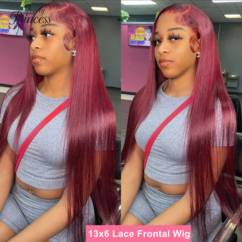 

30 Inch 99j Burgundy 13x6 HD Bone Straight Lace Frontal Wigs Human Hair Wine Red Lace Front Wig Colored Human Hair Closure Wig