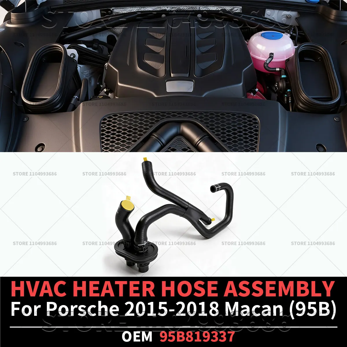 For Porsche 2015 2016 2017 2018 Macan Base GTS S Turbo (95B) Engine Cooling Hose Heater Hose OEM 95B819337 95B-819-337