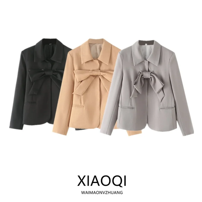 

Faionable Knot Suit Jaet Long Sve Versatile Commute Sle Women's Design Autumn Winter New Arrival
