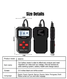 KW210 Autool 12V Car Battery Capacity Internal Resistance Test Battery Tester
