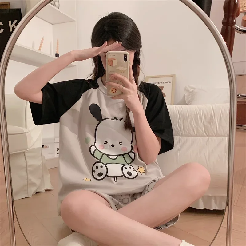 Sanrio New Pacha Hund Pyjama Eis Seide Satin lässig und leicht atmungsaktiv cool niedlich Cartoon Home Frauen Anzug Pyjama