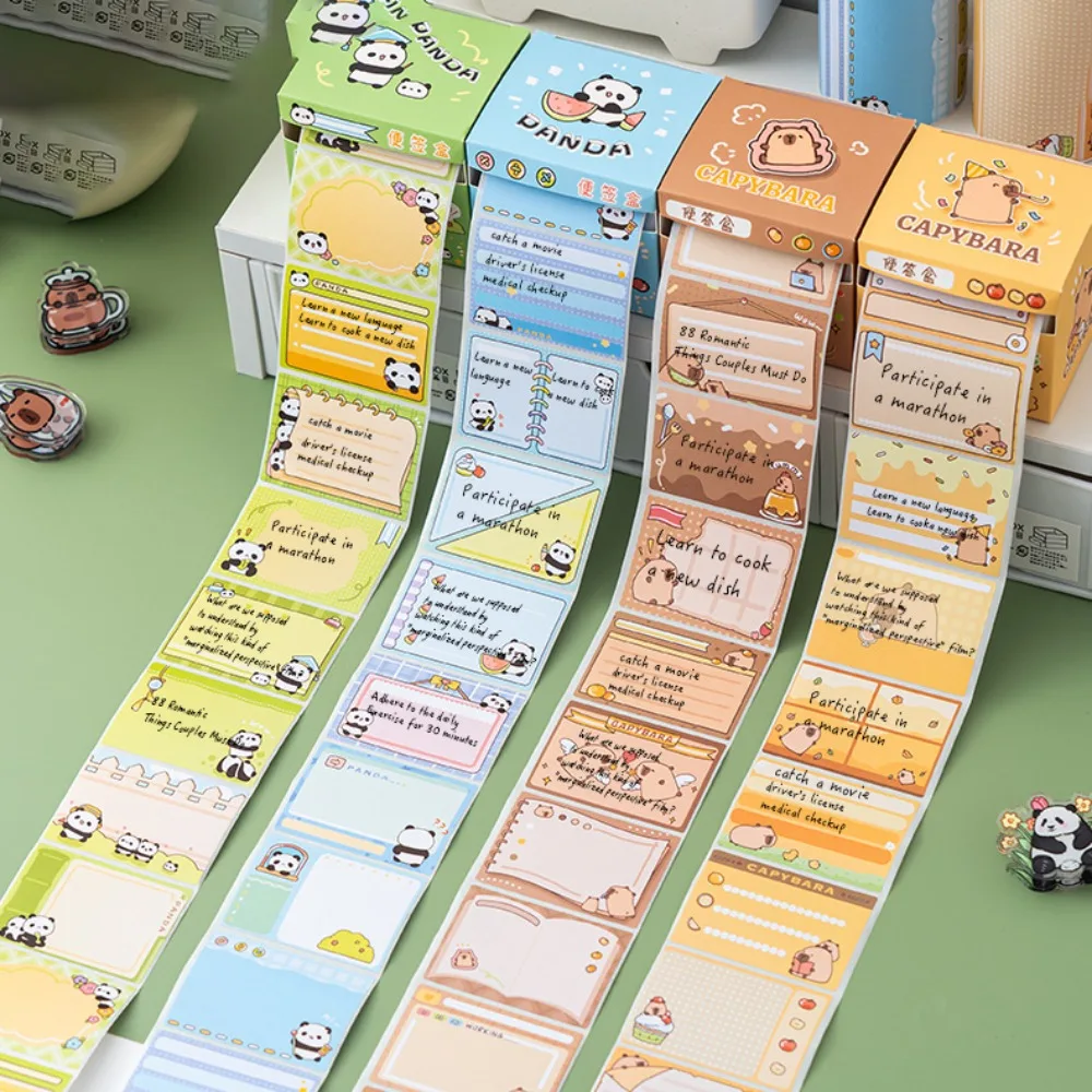 

Липкие заметки с капибарой, выдвижные липкие заметки, мультяшный стационарный выдвижной рулонный блокнот с пандой, кавайный милый блокнот с капибарой