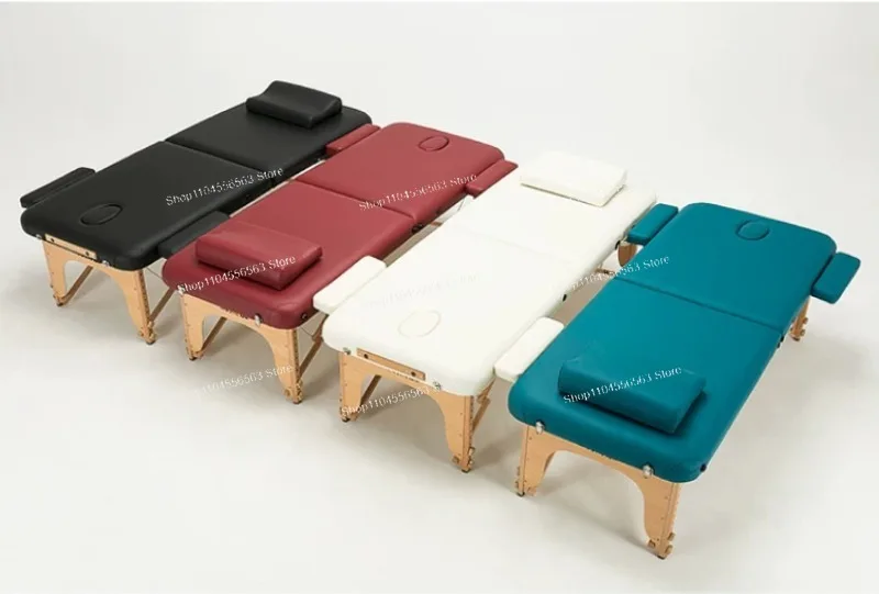 Solid Wood Massage Bed – Folding Portable Physiotherapy Bed for Fire Therapy Moxibustion, Eyelash Embroidery Beauty Bed