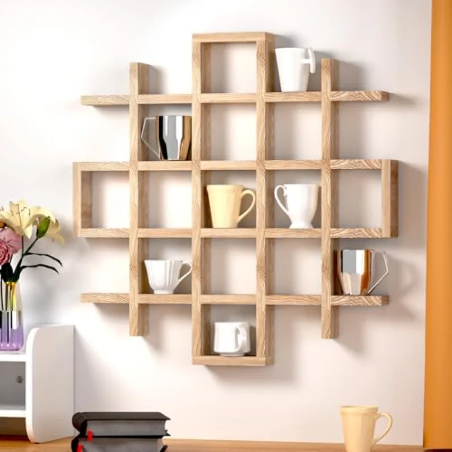 

Oversize Coffee Mug Display Rack Wooden Display Shelves Rustic Wooden Floating Curio Shelf Travel Wall Mounted Coffee Mug Rack