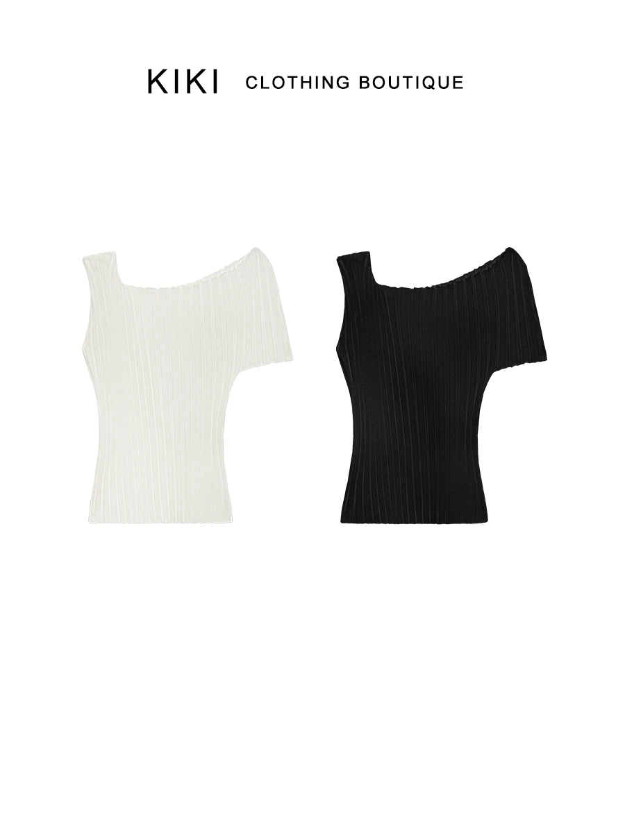 

Вязаный топ Kiki с утягивающим эффектом на талии, простой универсальный дизайн с узлом на плече, повседневный, удобный, из модала и хлопка