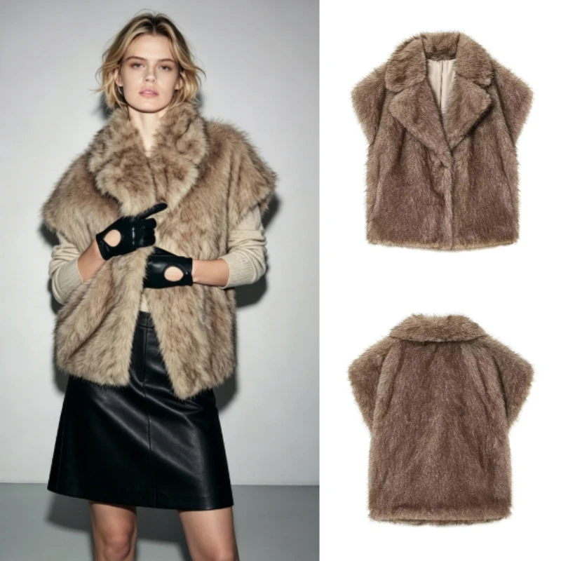 Women's Top 2026 New Arrival Sleeveless Faux Fur Vest Effortlessly Create Luxurious Vibe and Winter Atmosphere