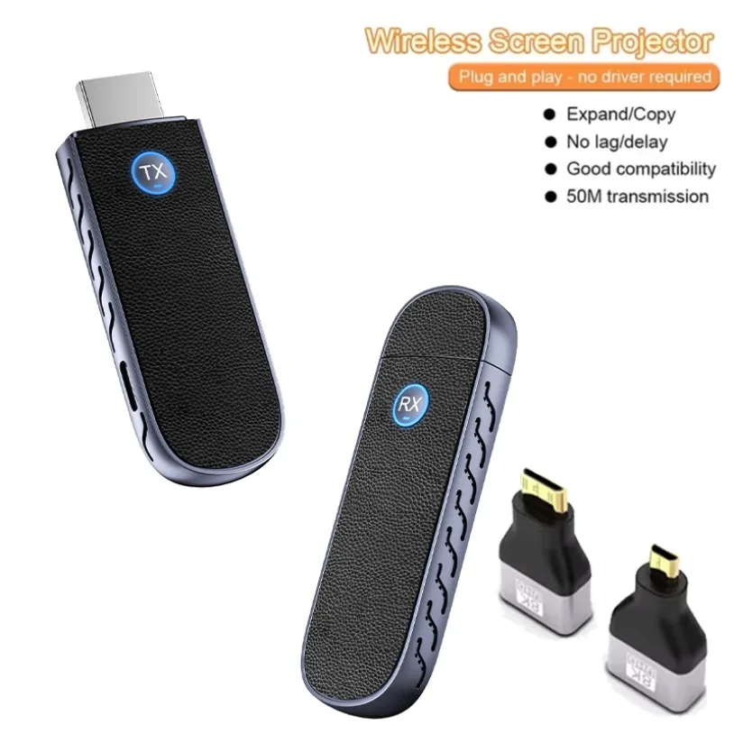 50M Wireless Transmission Video Transmitter & Receiver HDMI-Compatible Extender Display Adapter Cable Screen Mirror for Camera