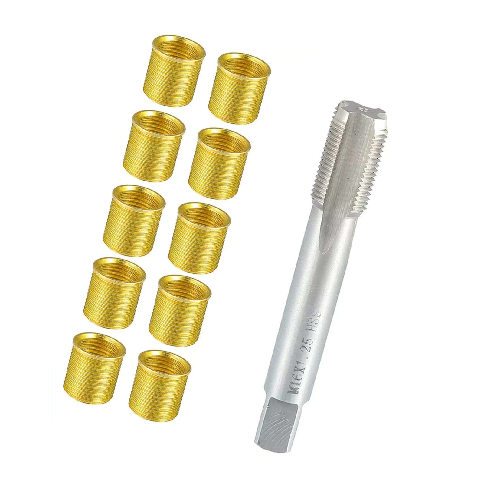 

Thread Inserts 10pcs Tap Spark Plug Repair Kit Stainless Steel Helicoil Tool for Auto Truck Lawn Mower Ignition Hole Restore
